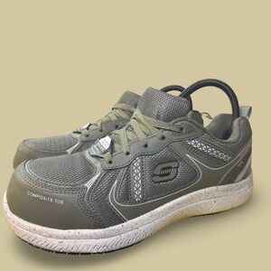 Skechers Work Shoes Composite Toe Slip Resistant Memory Foam Gray Mens 7.5